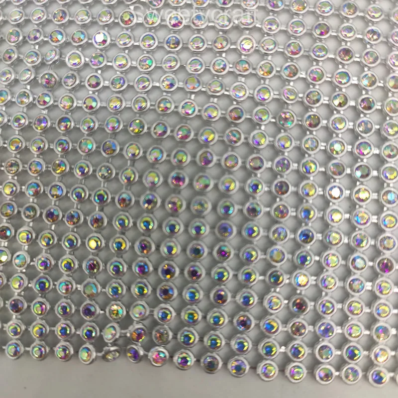 45*120cm AB Rhinestone metal mesh fabric Loose Rhinestones Crystal metallic cloth DIY Kendall Chainmail Dress garment Jewelry