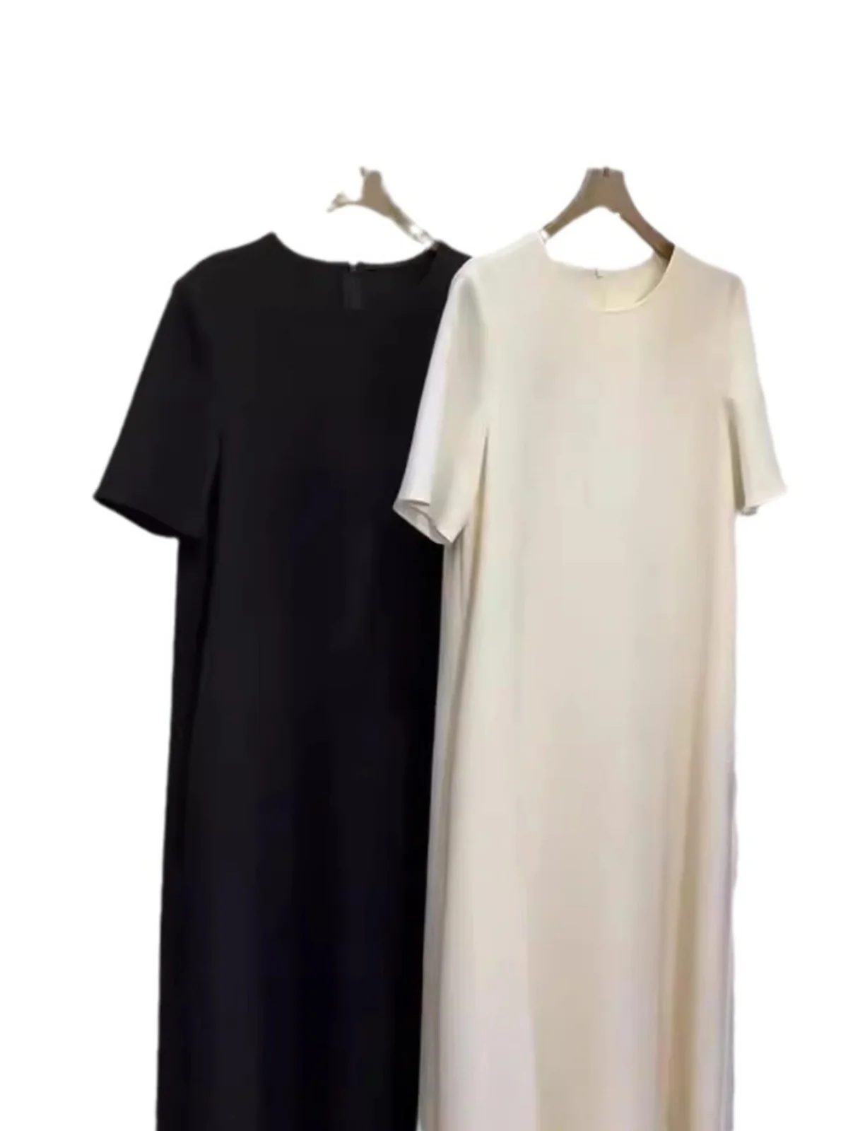 Été 2025 coréen Sle Simple longue t-shirt Dr ample nouveau haut de gamme décontracté Dr femmes Maxi jupe français Sle taille haute...