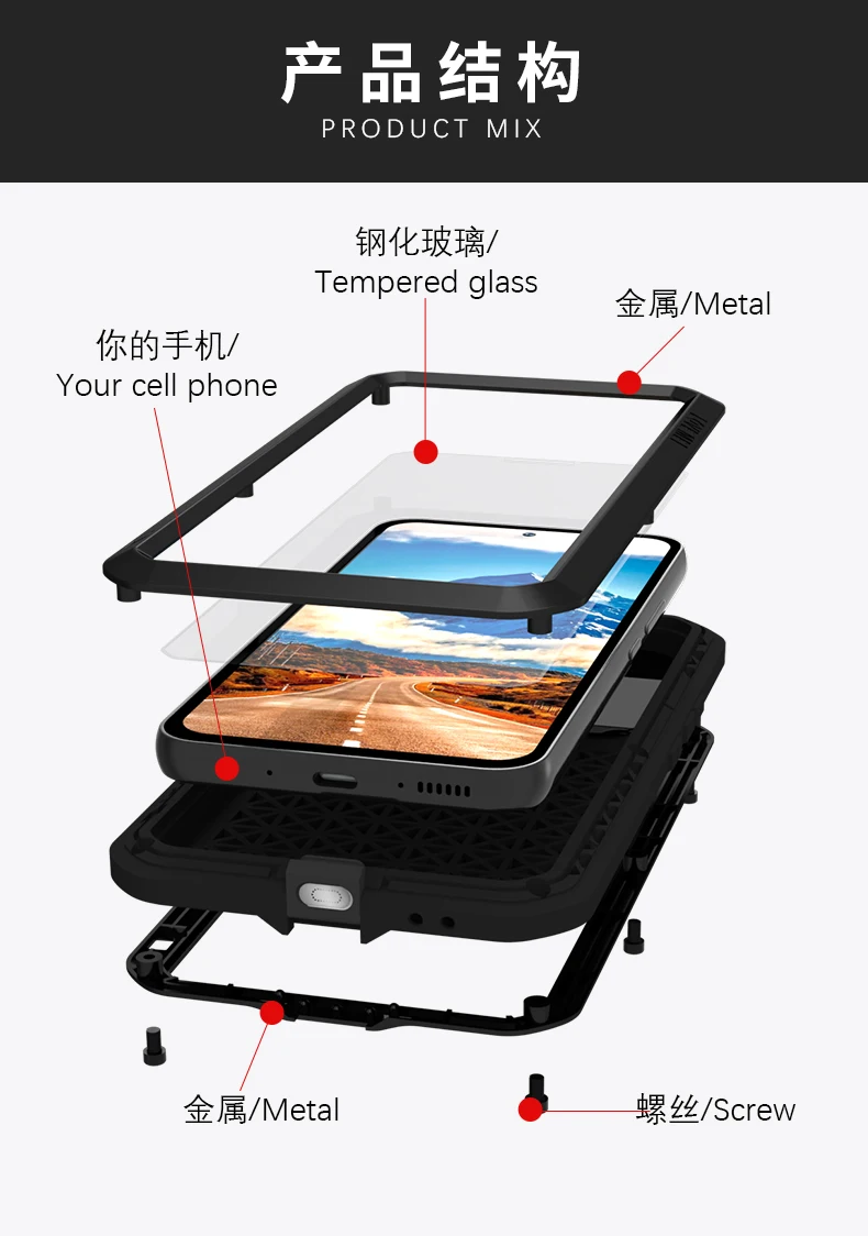 LOVE MEI Powerful Metal Case For Samsung Galaxy A54 5G Case  For Galaxy A34 5G A53 A52 A72 A42 A53 Heavy Duty Shockproof Cover