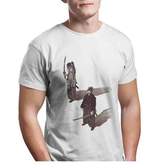 Vagabond Miyamoto Musashi Sasaki Kojiro Manga Newest Tshirt For Men Samurais Cotton T Shirt Youthful Vintage Washed Short Sleeve