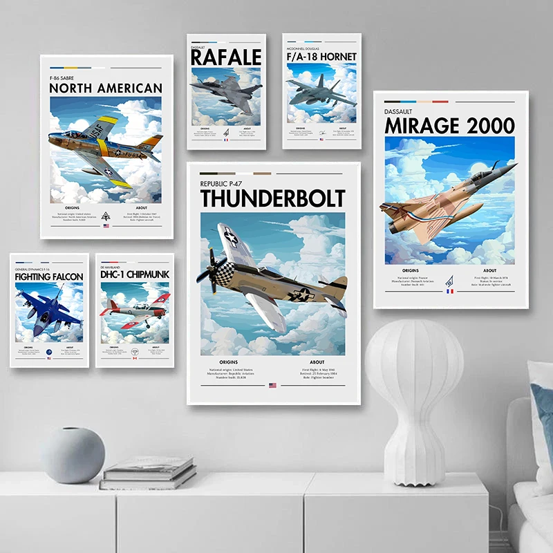 Cool Supersonic Fighters Jet Poster Air Force Aircraft Prints Multirole Fighter Canvas Painting Wall Art Picture Home Room Decor