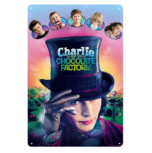 Charlie und die Schokoladenfabrik Film-Metallposter Blechschild - Plakette
