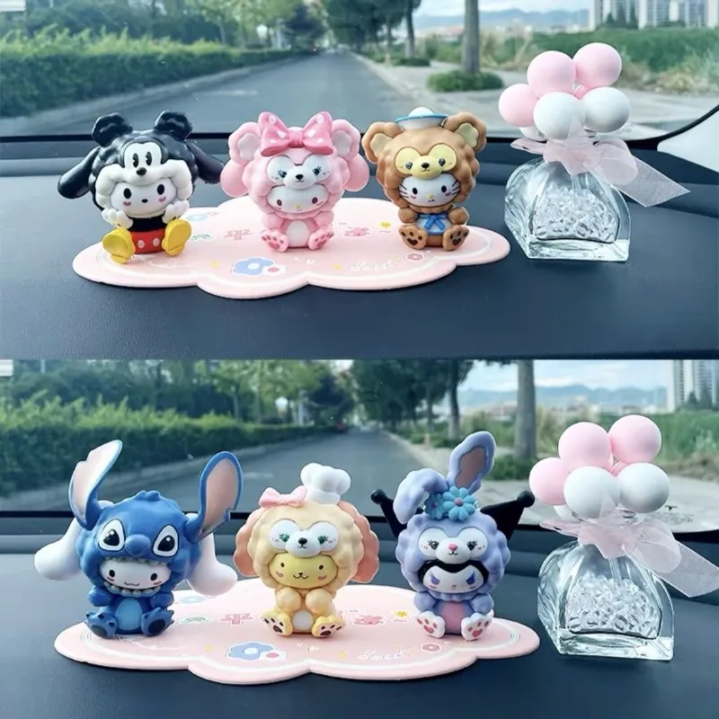 

6pcs Girly Heart My Melody Anime Kawaii MINISO Ins Car Decoration Cute Cartoon Desktop Children Lovely Toys Gifts for Kids