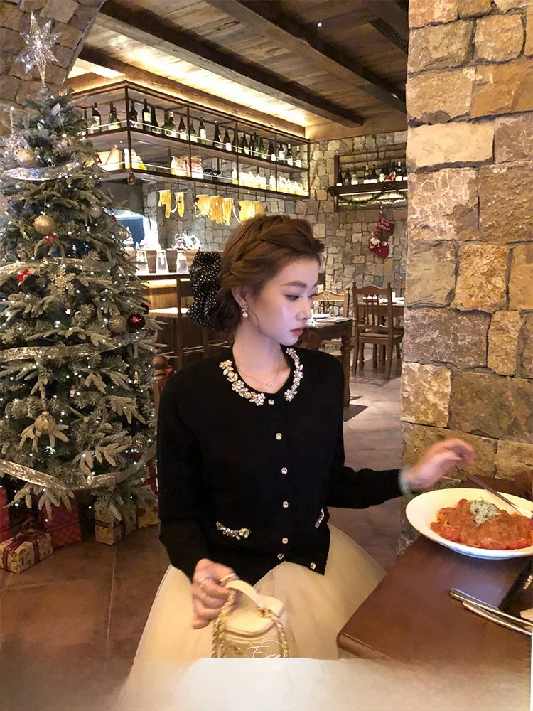 

Princ Diary EIA Luxury Knitted Long Sve round Ne Women's Sweater Autumn Winter Ele Sle Princ Faion Top