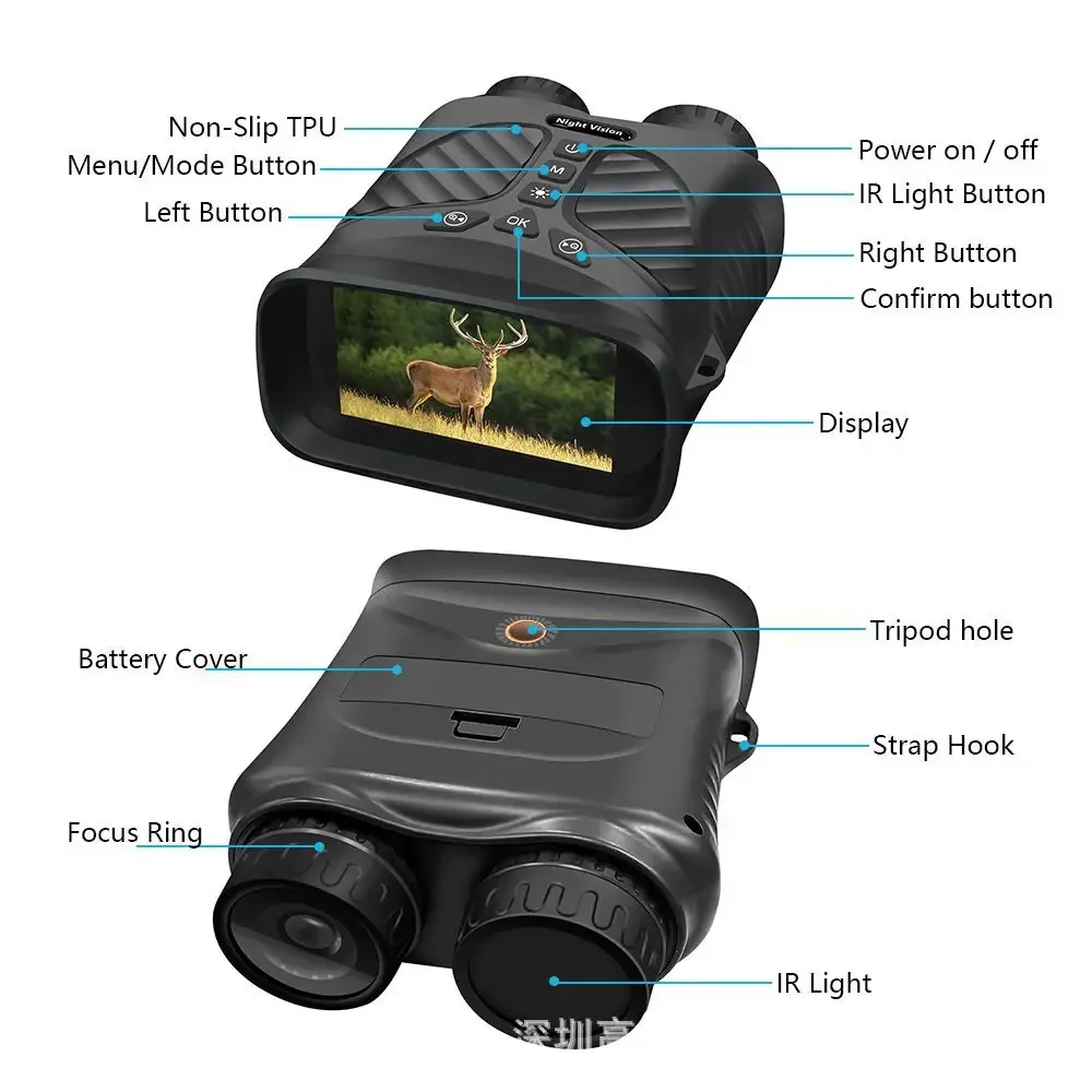 DT39 Binocular Infrared digital night device 10X Optical Magnification 8X Digital Zoom HD 3inch LCD display for camping Hunting