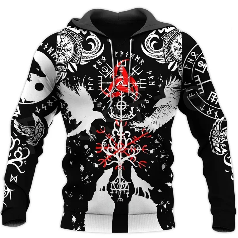 

Viking Mythology Pattern Print Men's Hoodie Spring New Fashion Style Hooded Top Casual Harajuku Streetwear Oversized