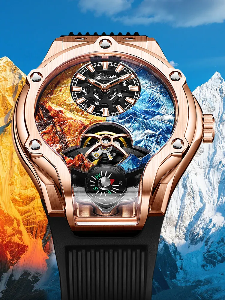 Emperor Qin Shi Huang Zhuma Mountain Peak Men's Automatic Mechanical Watch Hollow Personality Top Ten Brands