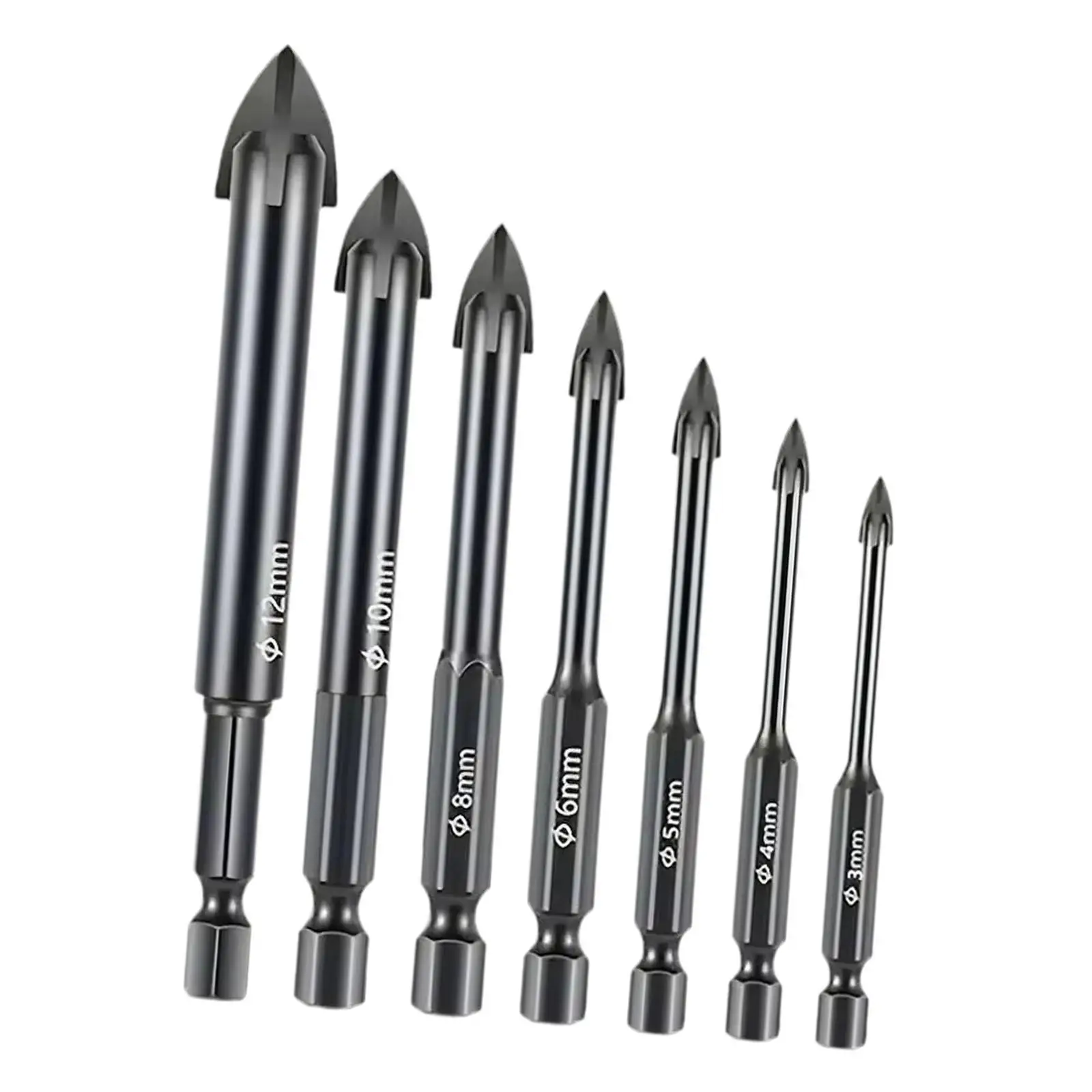 7x Masonry Drill Bit Set Premium Portable for Concrete Cement Wall Mirror
