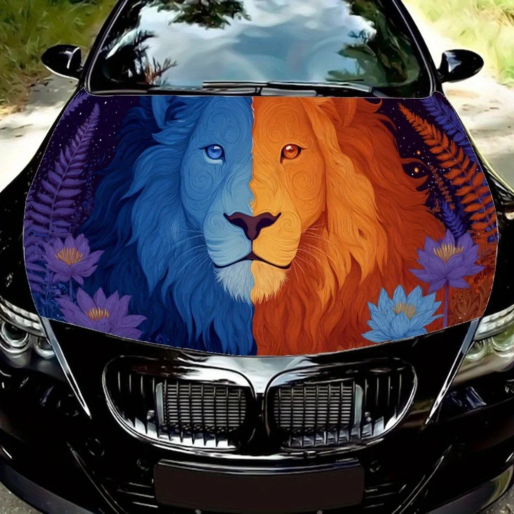 

Закрученный дизайн льва, наклейка на капот автомобиля, самоклеящаяся водонепроницаемая наклейка на капот автомобиля из ПВХ, устойчивая к царапинам наклейка для украшения автомобиля Prote