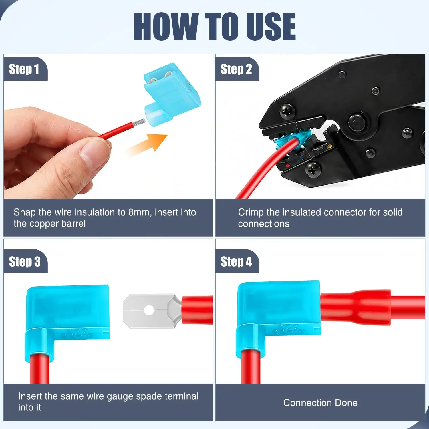 Nilight 110pcs Nylon Flag Spade Female Insulated Quick Disconnects 22-18 16-14 12-10 Gauge Electrical Crimp Terminals Connector Assortment Set