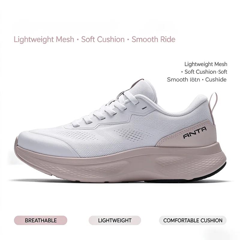 ANTA  122547713-2 Womens Casual Footwear Lightweight Shock Absorbing Breathable Mesh Outdoor Training Sneakers
