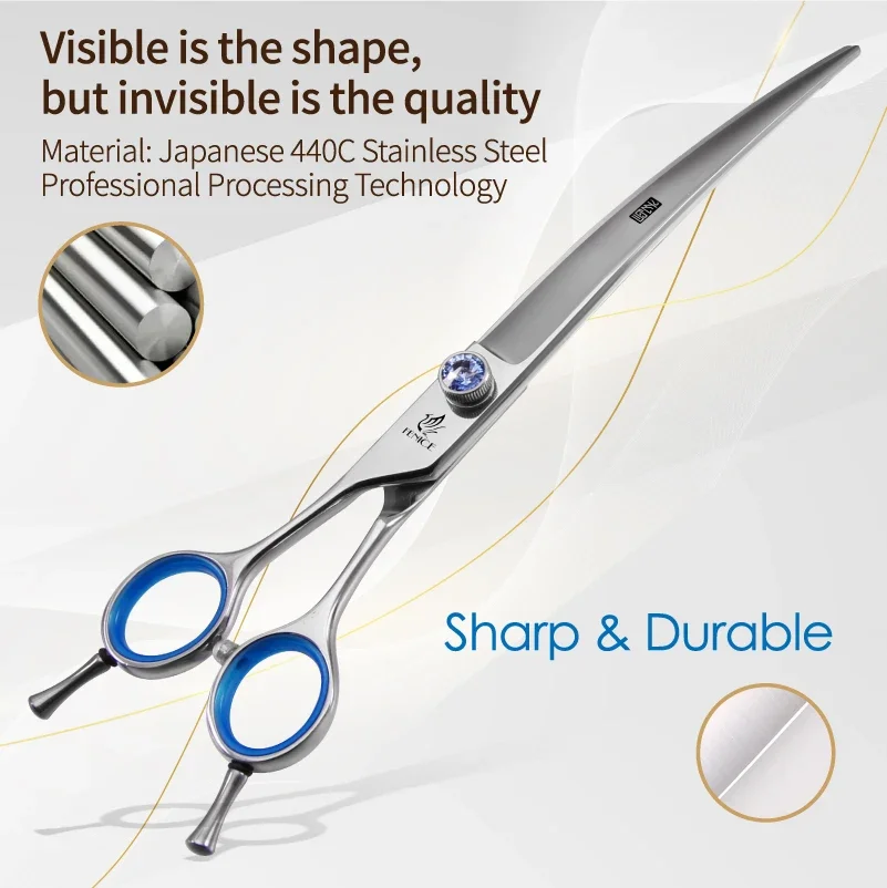Fenice JP440C Professional 7/7.5/8 inch Left-handed Dog Cutting Curved Fluffy Thinning Chunker Scissors Straight Grooming Shears - view 6