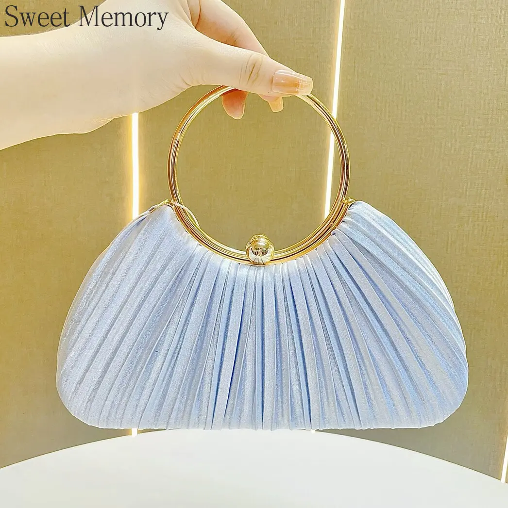 J137 Bags 2025 Sweet Memory Women Handbag, Pleated, Dinner Bag, Small Handbag Princess Socialite Banquet One Shoulder Bags