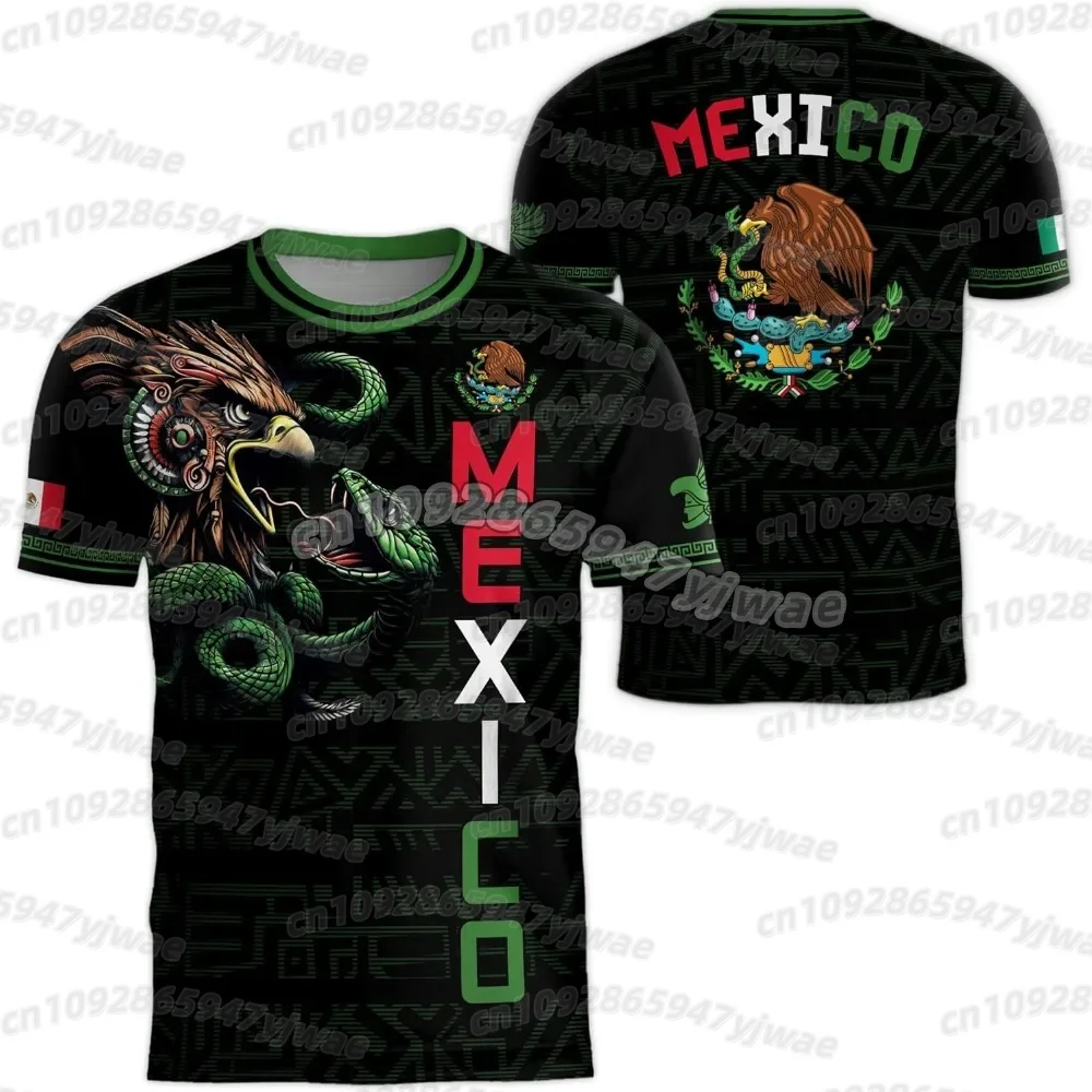 2026 Mexiko Nationalflaggen-Print Herren Damen Kurzarm T-Shirt 3D-Druck Tees Outdoor Fußballtrikot Sport Freizeit Herren Oberteile – Detail 7