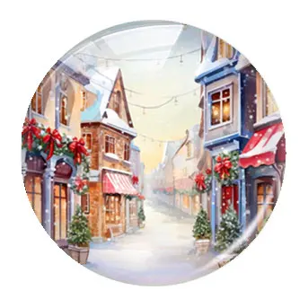 Ręcznie robione Boże Narodzenie X-mas Winter Street Snow Photo Glass Cabochon Charms Flatback Demo Flat Back Cameo For Diy Jewelry Making