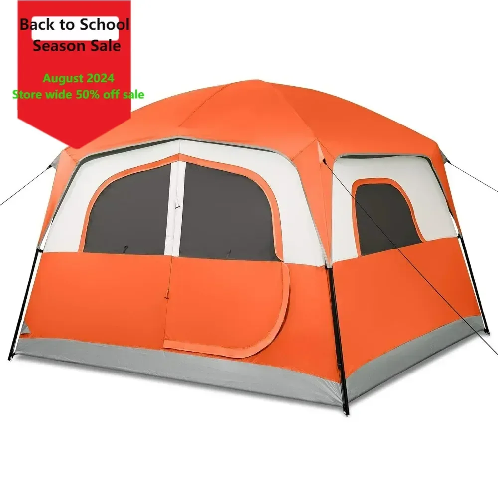 

Tent 6 Person, Tents for Camping, Waterproof Easy Setup Camping Tent with Rainfly, Portable,5 Large Mesh Windows, Carry Bag.