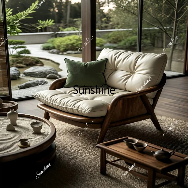

Medieval solid wood single sofa chair custom light luxury high-end
