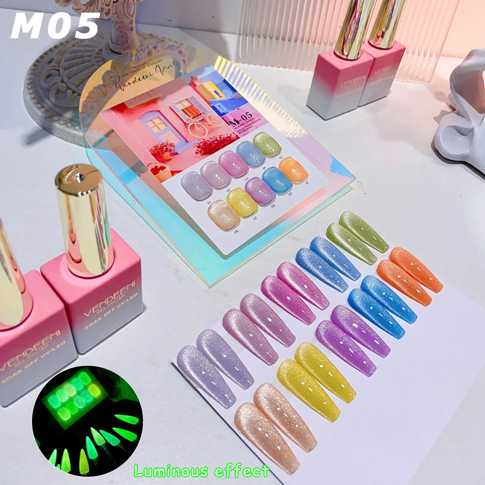 Vendeeni 10-Farben Glitzer-Brokkoli-Katzenaugen-Gel-Nagellack-Set, Glänzender Magnetischer UV-Soak-Off-Katzenaugen-Gel-Lack mit Display – Detail 11