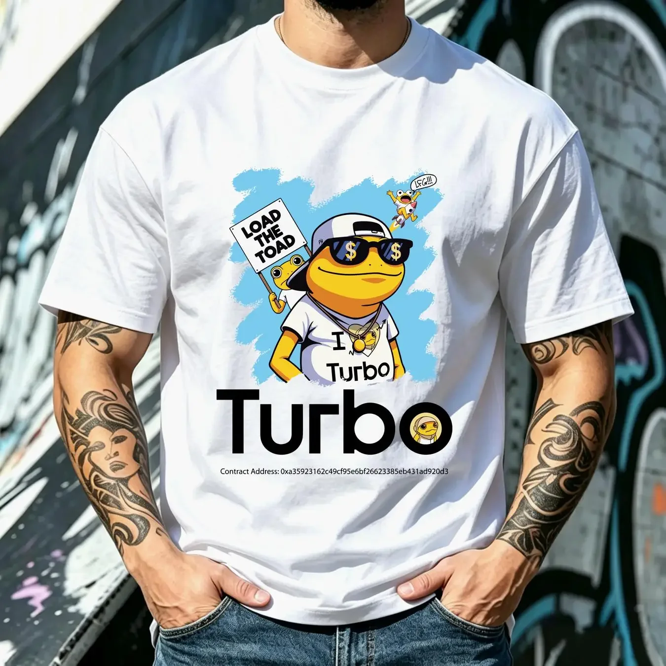 washed T Shirt Load The Toad Crypto Memecoin Turbo long or short sleeves vintage Washed Stretched Casual Comfortable Unisex