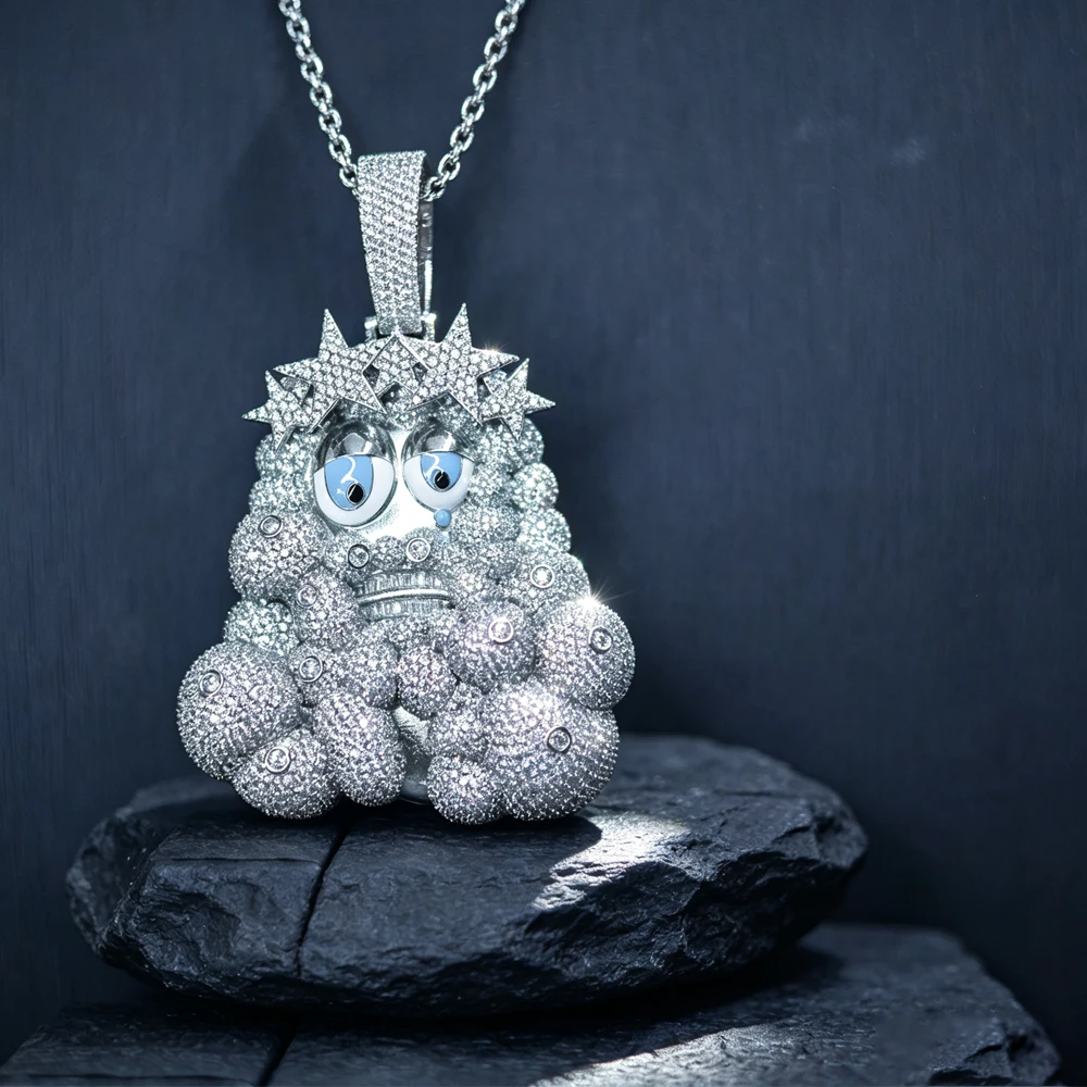 Iced Out Black Jesus Pendant 18K Gold Plated Cubic Zirconia Enamel Christ Charm Micro Paved Zircon Thorn Crown Necklace Hip Hop Religious Bling Jewelry Wrapped Robe Design Shiny Zircon Stones Street Rap Accessory Fine Jewelry Gifts for Men Boy Friends