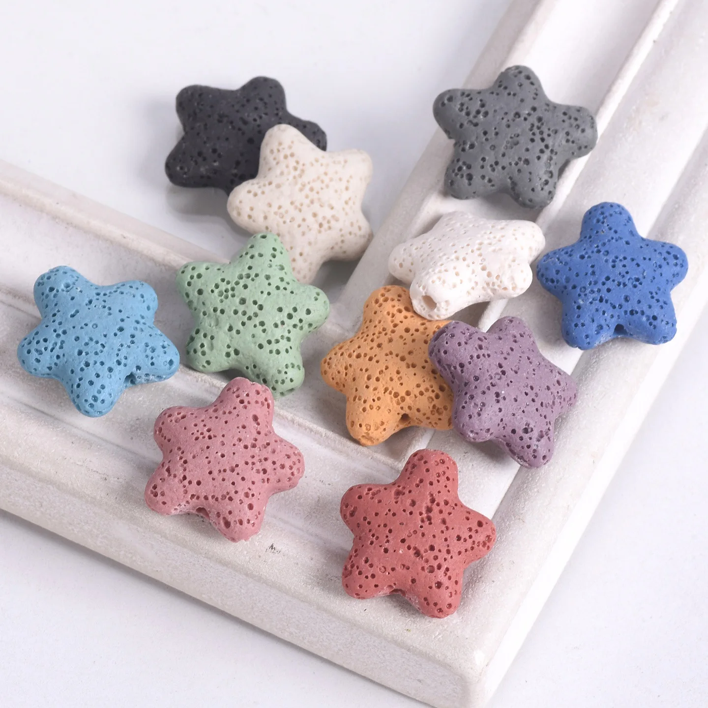 5pcs Natural Volcano Lava Stone Starfish Shape 20mm 23mm 40mm Loose Crafts Beads Lot for Jewelry Making DIY Earring Findings
