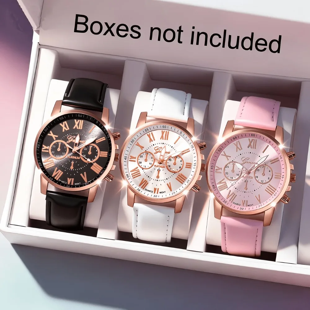 Three Pieces Luxury-designed, Fashionable, and Elegant Quartz Watches with Analog Hands—perfect for Weddings, Celebrations