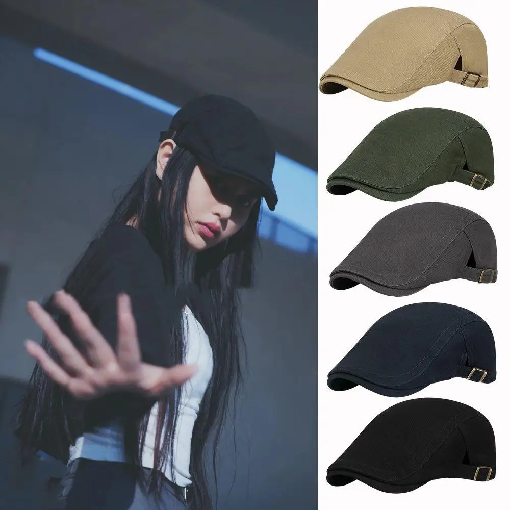 الرجال النساء الرجعية موزع الصحف قبعات النمط البريطاني الرسام قبعة ربيع الخريف قابل للتعديل موزع الصحف قبعة بلون الرجعية بسيطة قبعة مسطحة