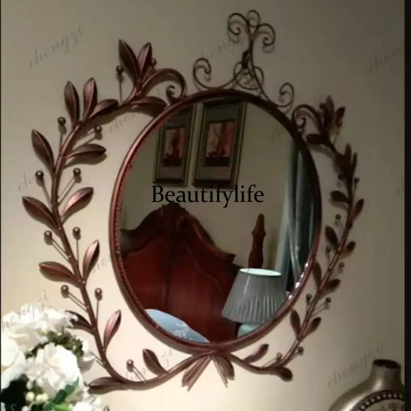 A68Universal Unbreakable Mirror Decor Round Retro Custom Infinity Wall Mirror Decor Art Makeup Standing Espejos Vintage Home Dec