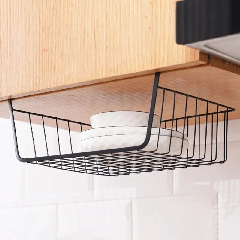 1pc Non Punching Kitchen, Bathroom, Bathroom Storage, Hanging Basket, Storage Rack, Iron Hanging Basket