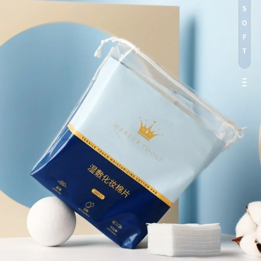 200 unids/bolsa almohadillas de algodón húmedo premaquillaje desechables almohadillas de eliminación de maquillaje transpirables de doble cara papel de máscara para limpieza y húmeda