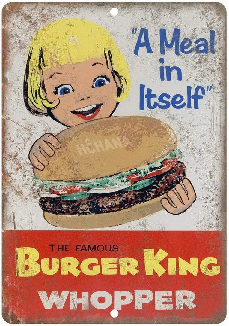 Vintage Metal Tin Sign Whopper Vintage Custom Sign Aged Looking Sign Home House Coffee Beer Drink Bar