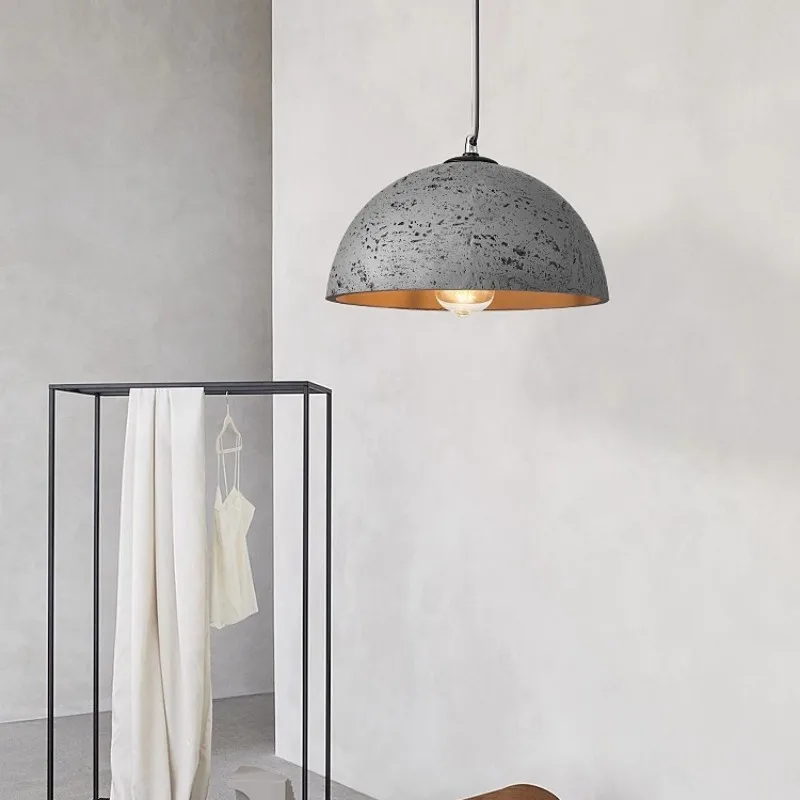 American Wabi Sabi Marble Mushroom Pendant Lights LED Cave Stone Lampshade Living Room Restaurant