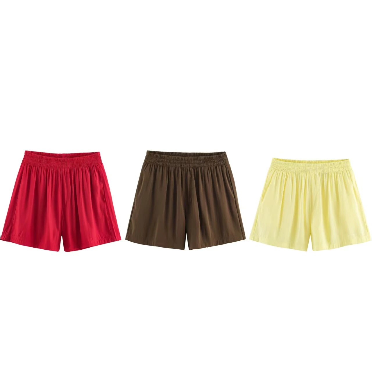 Shorts pour femmes, nouvelle collection été 2026, couleur unie, plissés, coupe ample, style décontracté, mode décontractée, vacances