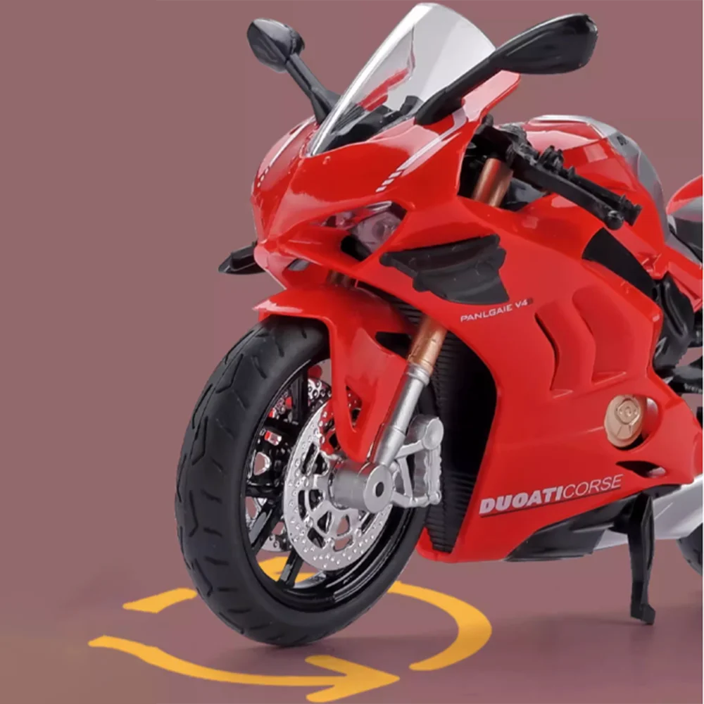 1/12 Sacle V4S Panigale Motorcycle Toy Car Model Metal Vehicle Body Alloy Diecast Sound Light Birthday Christmas Gift Children