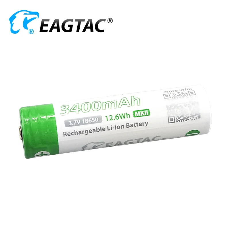 

EAGTAC 18650 3400mAh 3.7V Protected Li-ion Battery (10A / 15A discharge) Brass Button Top