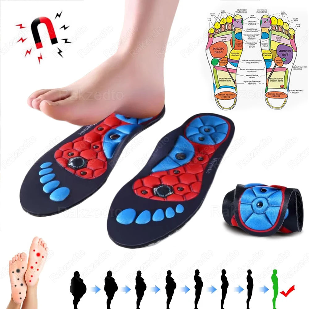 Medical Magnetic Insoles for Weight Loss Slimming Man Woman Plantar Fasciitis Foot Acupressure Massage Insoles With Arch Support