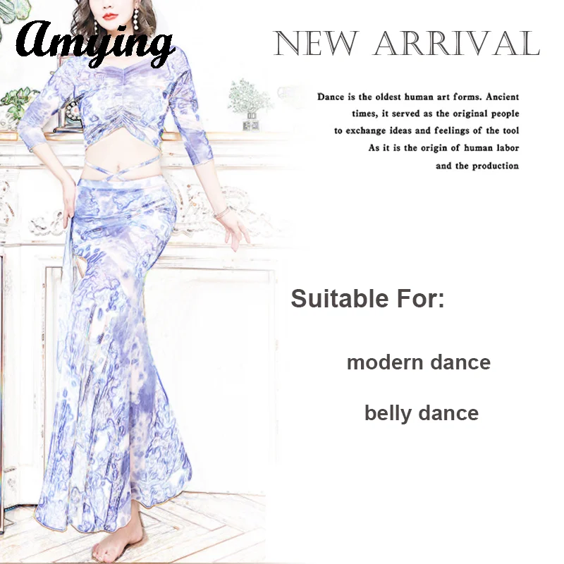 Sexy Buikdans Mesh Top + Split Rok Outfit Oosterse Indiase Dans Godin Split Rok Vrouwen Training Training Set