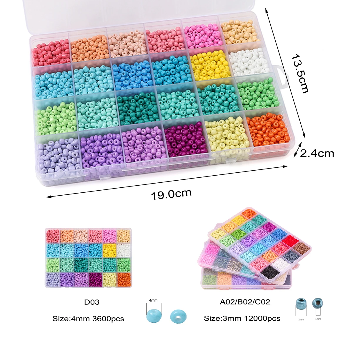 Premium 24-Grid Painted Rice Beads Kit - 3/4mm Solid Color DIY Jewelry Supplies for Bracelets/Necklaces (15g/Grid 1600-12000pcs)
