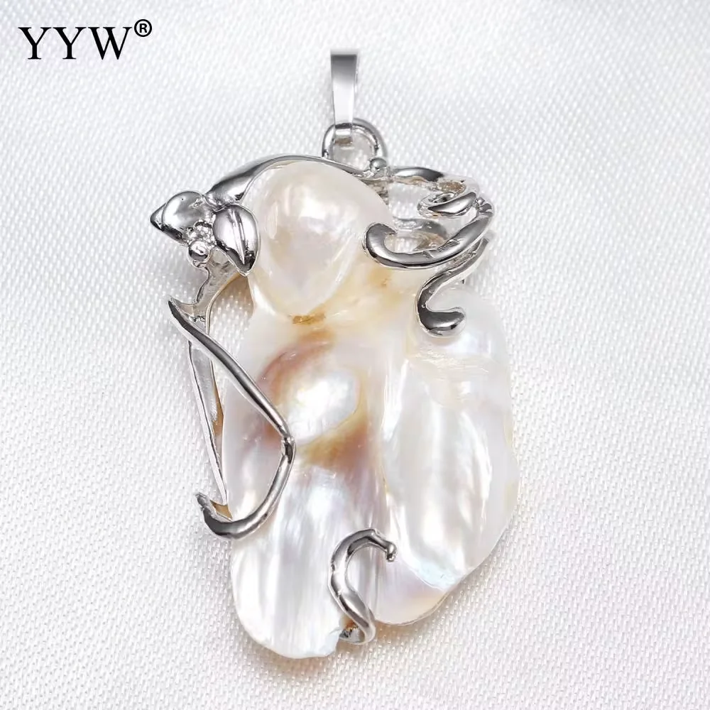 1Pcs Natural Freshwater Pearl Brass Pendant Charms For Necklace Bracelet Earrings Platinum Color Jewelry Making Accessories