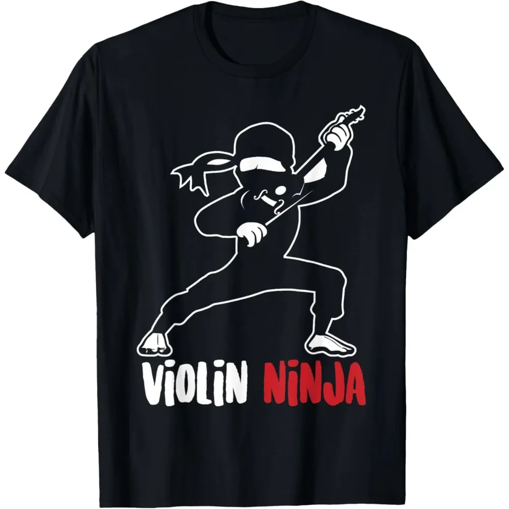Violin Ninja Cute Violinist Musician Funny Music Player Gift T-Shirt Men Women Soft Cotton Short Sleeve Casual Graphic Tee