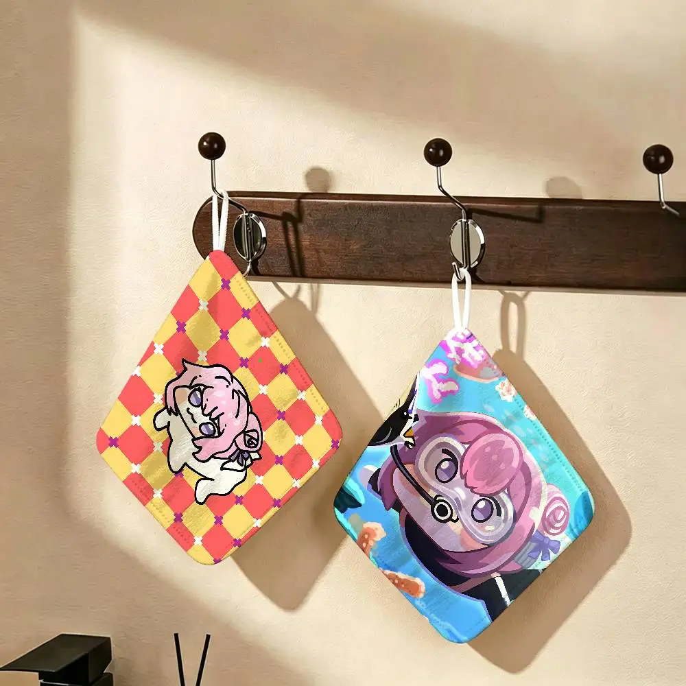 D-Doro Cute N-NIKKES Polyester Cotton Hand Wiping Towel, Hanging Design, Durable for Household Restaurant Toilet Use