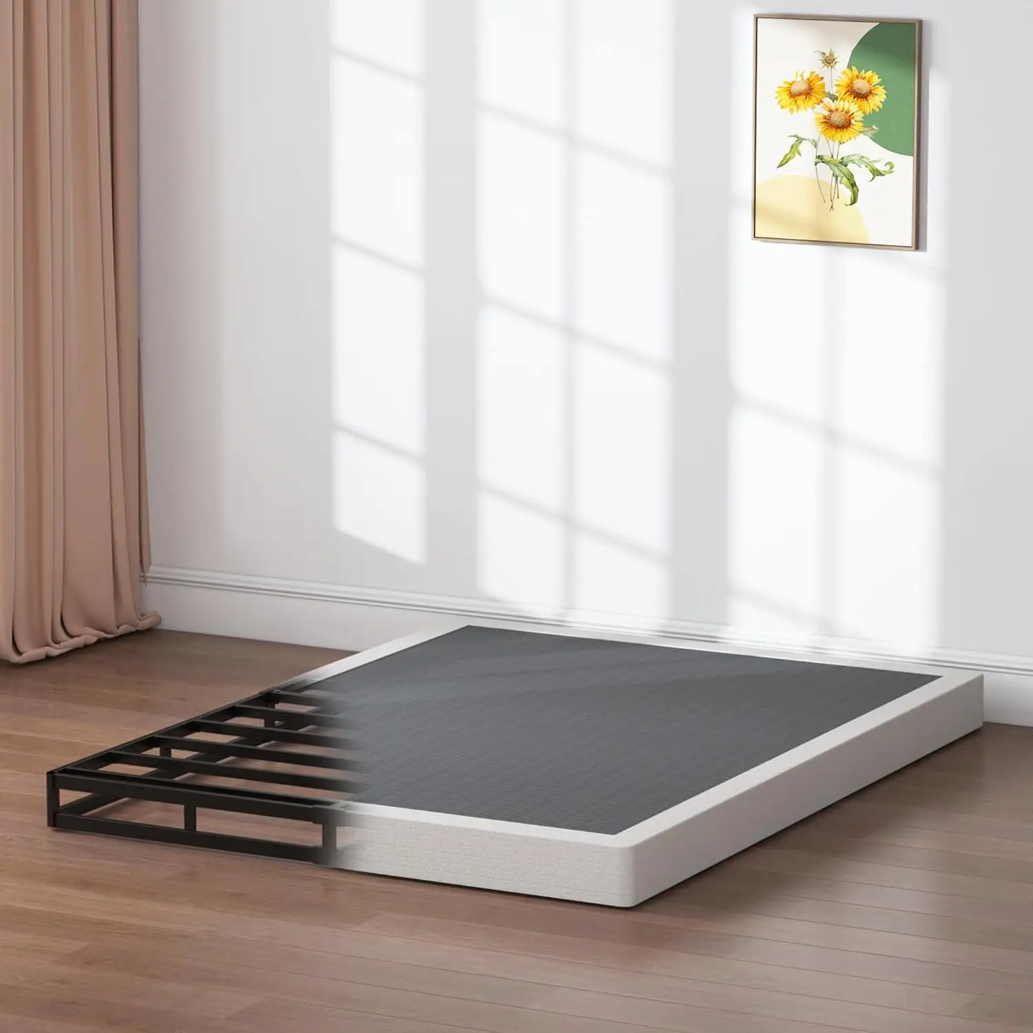 Box Springs 5 Inch Queen Box Spring Only Bed Base, Mattress Foundation, Easy Clean Fabric Cover, No Noise, Easy Assembly