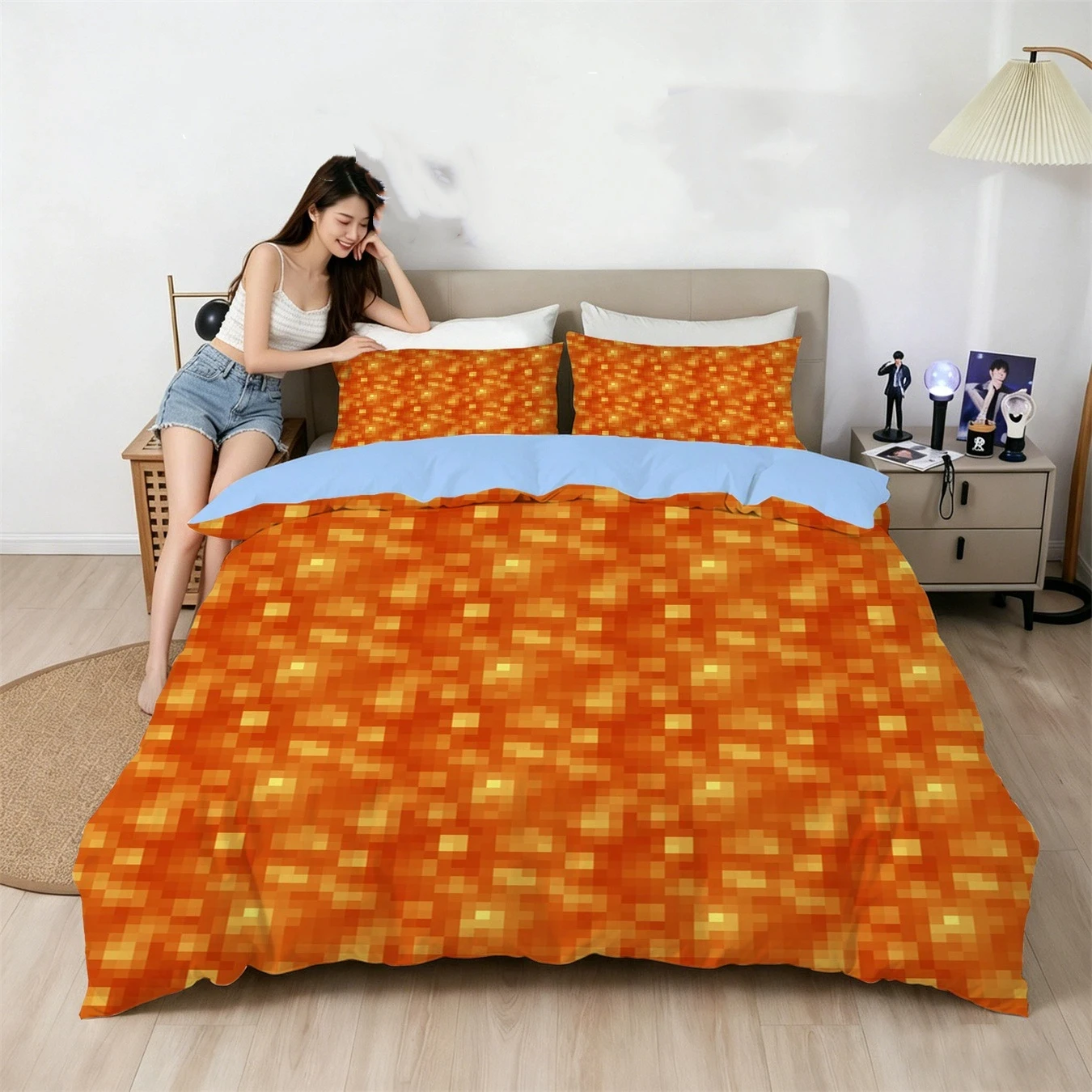 Interesting Pixel World Bedding Set,Digital Printing Duvet Cover Set,Multi Size Bedding Decoration Home Textile Twin Full Queen