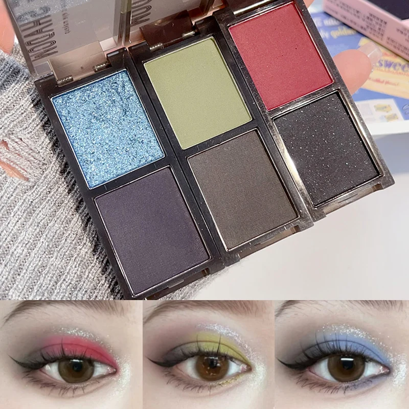 Paleta de sombras de ojos ahumadas con purpurina, pigmentos de sombra de ojos mate, azul, verde, rojo y negro, maquillaje de ojos profesional para fiestas, 2 colores