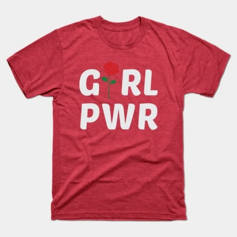 تي شيرت Girl Power With Rose Logo Women Day تي شيرت عصري من القطن لركوب الدراجات مطبوع عليه طباعة ملابس رياضية خارجية سريعة الجفاف