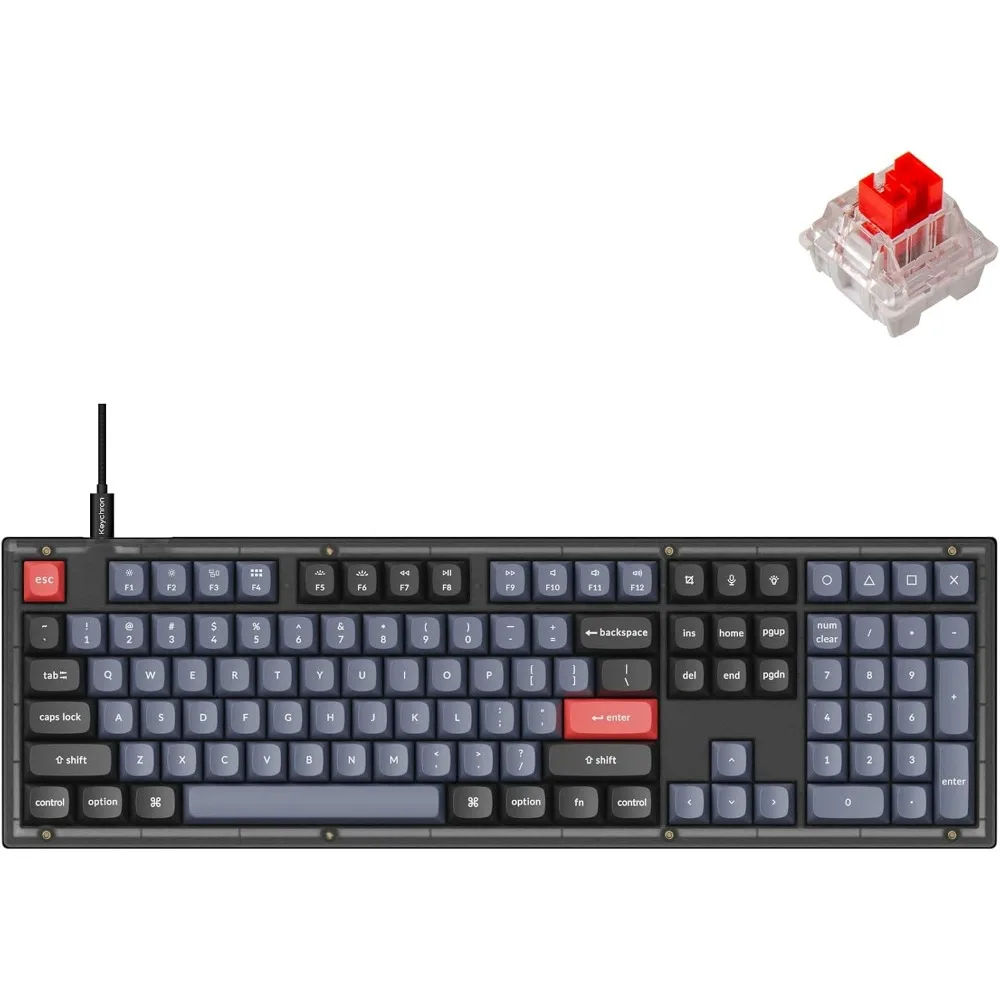 Wired Custom Mechanical Keyboard, Full-Size Programmable Macros, Hot-swappable Switches, Compatible with Mac, Windows, Linux