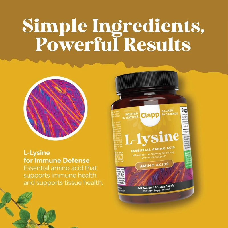 شكل L-Lysine Free - مكملات L-Lysine عالية القوة لصحة العين والعناية بالشفاه تركيب الكولاجين ودعم المناعة #2