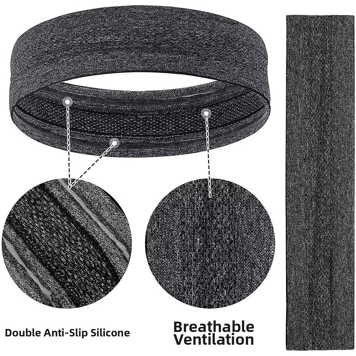Sports Sweat Headband Non‑Slip Silicone Sweat Absorbing Headband for Men Women Yoga Running Fitness Summer Fashion Hair Accessor