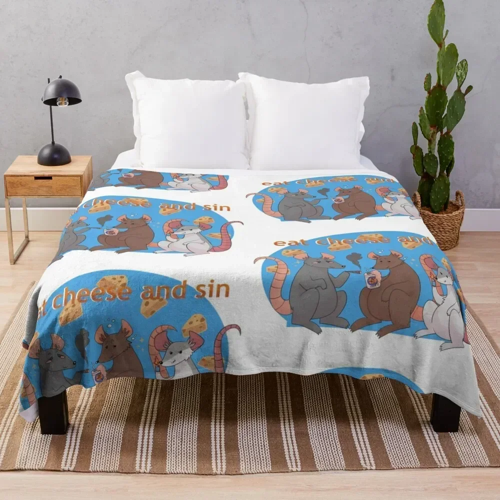 

Eat cheese and sin Throw Blanket Warm Accent Blanket for Living Room Decoration