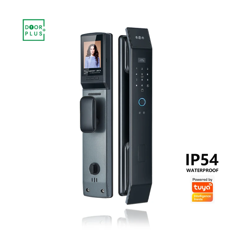 Doorplus-3D Reconhecimento Facial Smart Door Lock com Câmera, Segurança Doméstica, Fechadura Eletrônica, Tuya, Wi-Fi, Impressão Digital